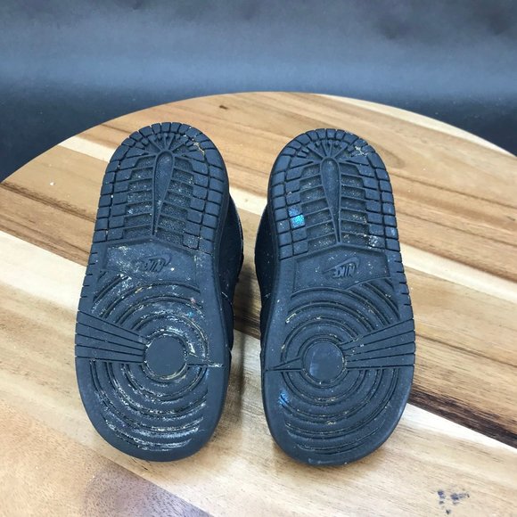 Nike Jordan 1 Flight 5 Premium TD Triple Black Sneakers Flex Lace Little Kids 7C - Picture 6 of 7